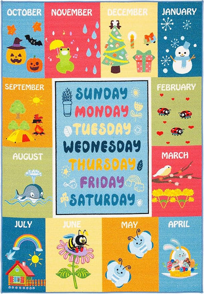 SAFAVIEH Kids Playhouse Collection Area Rug - 5'5" x 7'7", Blue & Green, Non-Shedding Machine Washable & Slip Resistant Ideal for High Traffic Areas for Boys & Girls in Playroom, Bedroom (KPH224M)