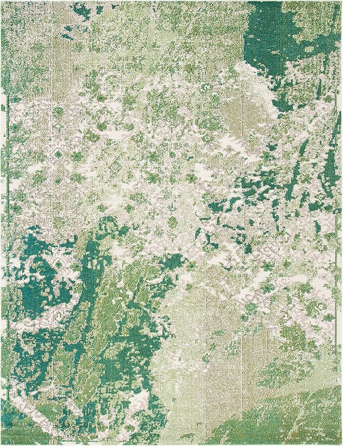 SAFAVIEH Madison Collection 9' x 12' Green Ivory MAD499Y Modern Abstract Non-Shedding Living Room Bedroom Dining Home Office Area Rug