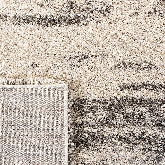 SAFAVIEH Hudson Shag Collection Area Rug - 9' x 12', Ivory & Grey, Abstract Design, Non-Shedding & Easy Care, 2-inch Thick Ideal for High Traffic Areas in Living Room, Bedroom (SGH203A)