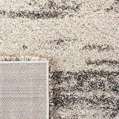 SAFAVIEH Hudson Shag Collection Area Rug - 9' x 12', Ivory & Grey, Abstract Design, Non-Shedding & Easy Care, 2-inch Thick Ideal for High Traffic Areas in Living Room, Bedroom (SGH203A)