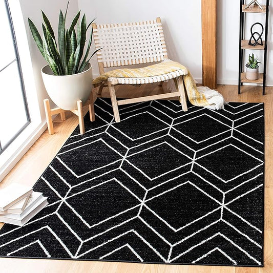 SAFAVIEH Adirondack Collection Accent Rug - 4' x 6', Black & Ivory, Modern Geometric Design, Non-Shedding & Easy Care, Ideal for High Traffic Areas in Entryway, Living Room, Bedroom (ADR241Z)
