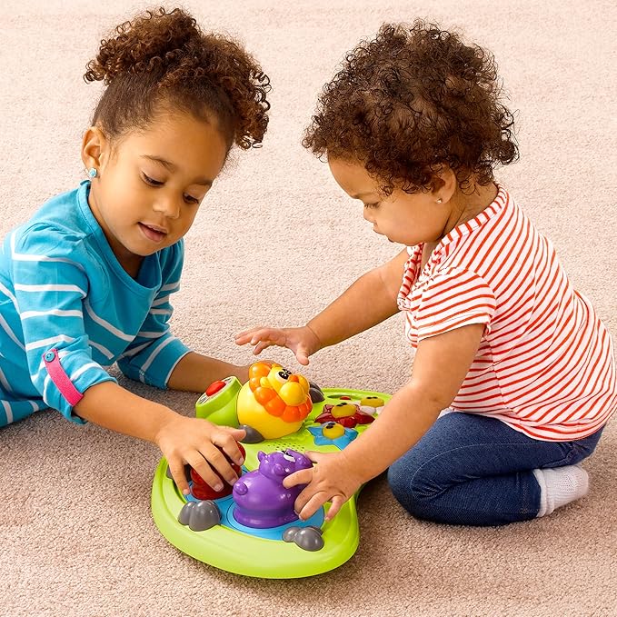 Chicco Walky Talky Foldable Baby Walker, Multilingual Play Tray with Music and Lights, 3 Height Adjustments, Brake Pads, for Children up to 26 lbs., Compact Fold, Circles/Grey/Green