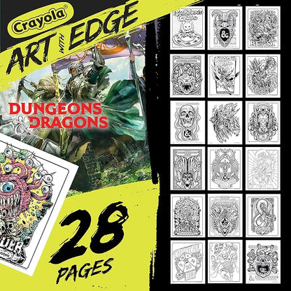 Crayola Art with Edge Dungeons & Dragons Coloring Pages (28pgs), Adult Coloring, DND, Full Poster Included, Gift for Teens