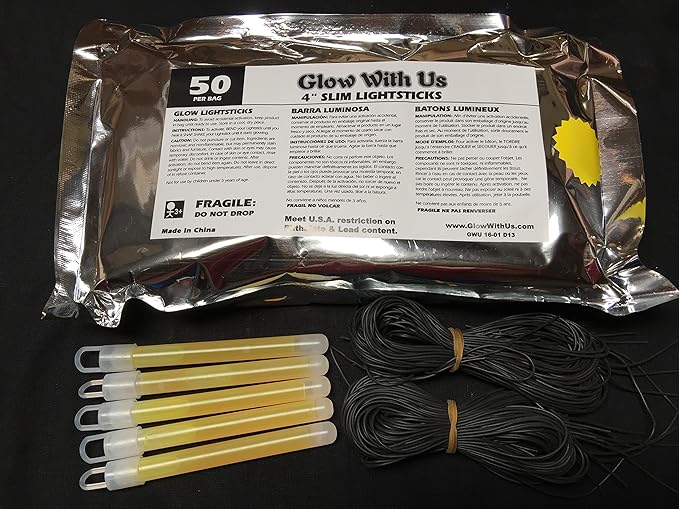 Glow Sticks Bulk Wholesale, 50 4” Yellow Glow Stick Light Sticks. Bright Color, Kids Love Them! Glow 8-12 Hrs, 2-Year Shelf Life, Sturdy Packaging, GlowWithUs Brand