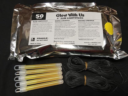 Glow Sticks Bulk Wholesale, 50 4” Yellow Glow Stick Light Sticks. Bright Color, Kids Love Them! Glow 8-12 Hrs, 2-Year Shelf Life, Sturdy Packaging, GlowWithUs Brand