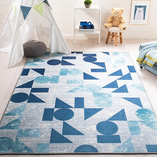 SAFAVIEH Kids Playhouse Collection Accent Rug - 3'3" x 5'3", Grey & Blue, Non-Shedding Machine Washable & Slip Resistant Ideal for High Traffic Areas for Boys & Girls in Playroom, Bedroom (KPH222F)
