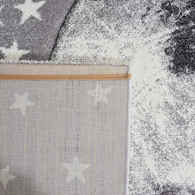 SAFAVIEH Carousel Kids Collection Area Rug - 9' x 12', Light Grey & White, Non-Shedding & Easy Care, Ideal for High Traffic Areas for Boys & Girls in Playroom, Nursery, Bedroom (CRK135F)