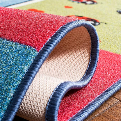 SAFAVIEH Kids Playhouse Collection Area Rug - 5'5" x 7'7", Blue & Green, Non-Shedding Machine Washable & Slip Resistant Ideal for High Traffic Areas for Boys & Girls in Playroom, Bedroom (KPH224M)