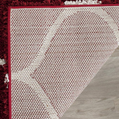 SAFAVIEH Hudson Shag Collection Accent Rug - 2'3" x 3'9", Red & Ivory, Trellis Design, Non-Shedding & Easy Care, 2-inch Thick Ideal for High Traffic Areas in Entryway, Living Room, Bedroom (SGH280R)