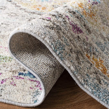 SAFAVIEH Madison Collection Runner Rug - 2'2" x 16', Grey & Yellow, Boho Diamond Distressed Design, Non-Shedding & Easy Care, Ideal for High Traffic Areas in Living Room, Bedroom (MAD418F)