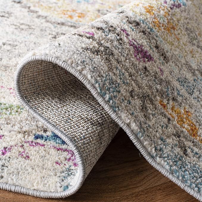 SAFAVIEH Madison Collection Runner Rug - 2'2" x 20', Grey & Yellow, Boho Diamond Distressed Design, Non-Shedding & Easy Care, Ideal for High Traffic Areas in Living Room, Bedroom (MAD418F)