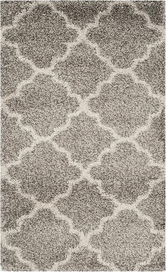 SAFAVIEH Hudson Shag Collection Accent Rug - 3' x 5', Grey & Ivory, Trellis Design, Non-Shedding & Easy Care, 2-inch Thick Ideal for High Traffic Areas in Entryway, Living Room, Bedroom (SGH282B)