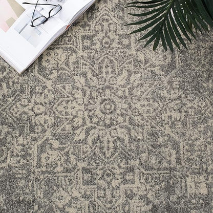 SAFAVIEH Evoke Collection 2'2" x 17' Silver / Ivory EVK256S Oriental Distressed Non-Shedding Living Room Bedroom Runner Rug