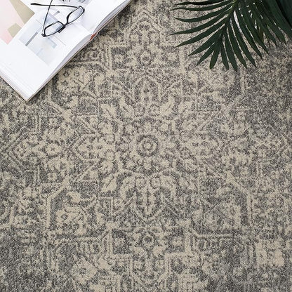 SAFAVIEH Evoke Collection 2'2" x 9' Silver / Ivory EVK256S Oriental Distressed Non-Shedding Living Room Entryway Foyer Hallway Bedroom Runner Rug