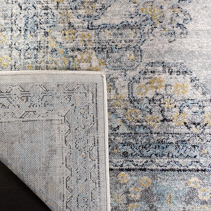 SAFAVIEH Evoke Collection 2'2" x 7' Grey/Blue EVK250F Oriental Medallion Distressed Non-Shedding Living Room Entryway Foyer Hallway Bedroom Runner Rug