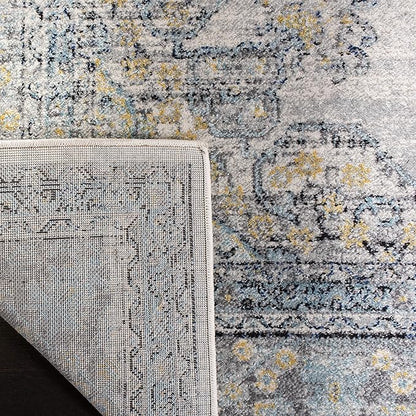 SAFAVIEH Evoke Collection 2'2" x 7' Grey/Blue EVK250F Oriental Medallion Distressed Non-Shedding Living Room Entryway Foyer Hallway Bedroom Runner Rug