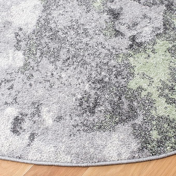 SAFAVIEH Adirondack Collection Area Rug - 6' Round, Green & Grey, Modern Abstract Design, Non-Shedding & Easy Care, Ideal for High Traffic Areas in Living Room, Bedroom (ADR134F)