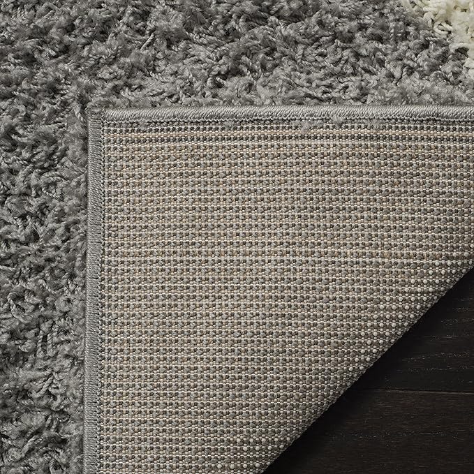 SAFAVIEH Dallas Shag Collection 2'3" x 6' Grey/Ivory SGDS257G Trellis Non-Shedding Living Room Bedroom Dining Room Entryway Plush 1.5-inch Thick Runner Rug