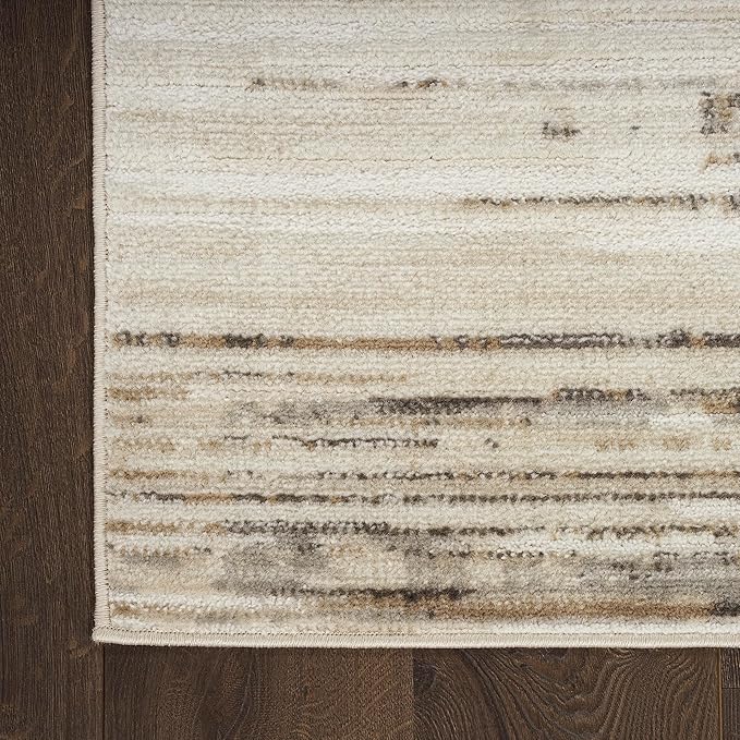 Nourison Serenity Home Abstract Ivory Beige 9' x 12' Area Rug, Easy Cleaning, Non Shedding, Bed Room, Living Room, Dining Room, Backyard, Deck, Patio (9x12)