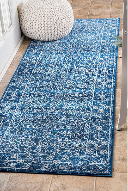 nuLOOM Vintage Waddell Runner Rug , 2' 6" x 6', Dark Blue, Rectangular, 0.35" Thick