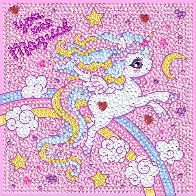 Junrife 5D Diamond Craft Kits Stickers for Kids,Gem Kids' Paint by Number Kits Mosaic Sticker - Best Gifts for Girls Over Ages 6 Easy for Kids Adult Beginners
