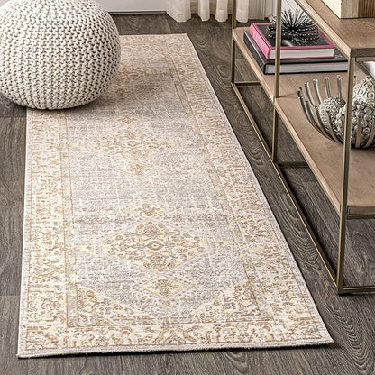 JONATHAN Y MDP306C-28 Lila Modern Tribal Medallion Indoor Area -Rug Vintage Glam Bohemian Easy -Cleaning Bedroom Kitchen Living Room Non Shedding, 2 X 8, Grey