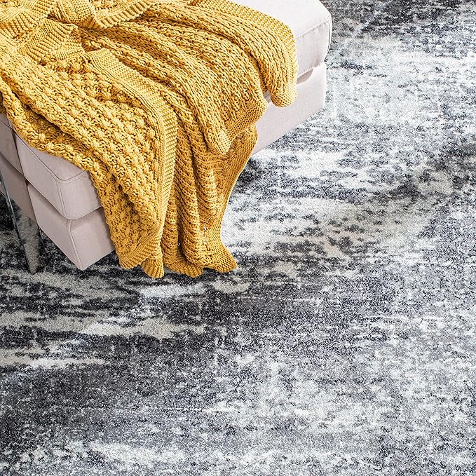 SAFAVIEH Evoke Collection 4' x 6' Ivory/Grey EVK272F Modern Abstract Non-Shedding Living Room Bedroom Accent Rug