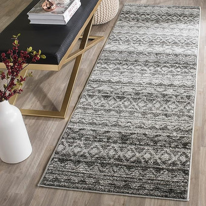 SAFAVIEH Adirondack Collection Runner Rug - 2'6" x 12', Ivory & Navy, Moroccan Boho Distressed Design, Non-Shedding & Easy Care, Ideal for High Traffic Areas in Living Room, Bedroom (ADR119M)