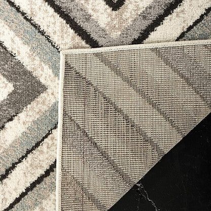 SAFAVIEH Amsterdam Collection Runner Rug - 2'3" x 8', Cream & Beige, Diamond Geometric Design, Non-Shedding & Easy Care, Ideal for High Traffic Areas in Living Room, Bedroom (AMS109A)