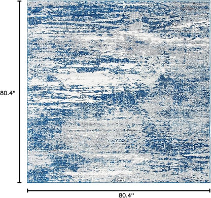 SAFAVIEH Evoke Collection 6'7" Square Dark Blue/Grey EVK272L Modern Abstract Non-Shedding Living Room Dining Bedroom Area Rug