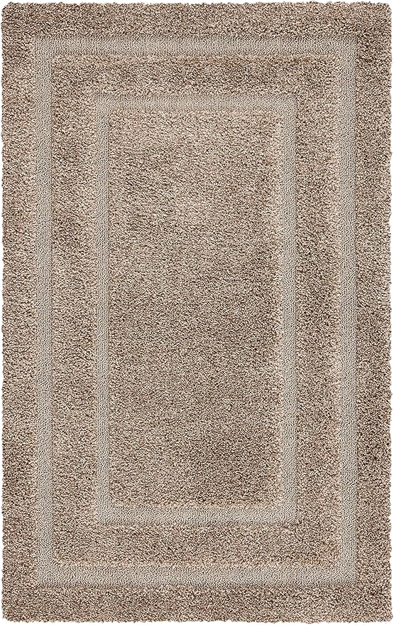 SAFAVIEH Florida Shag Collection Accent Rug - 3'3" x 5'3", Beige & Beige, Non-Shedding & Easy Care, 1.2-inch Thick Ideal for High Traffic Areas in Foyer, Living Room, Bedroom (SG454-1313)