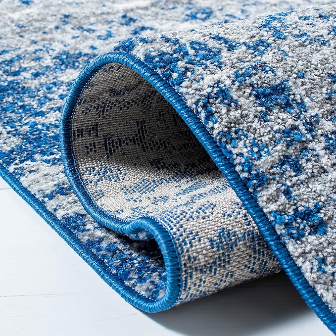 SAFAVIEH Evoke Collection 6'7" Square Dark Blue/Grey EVK272L Modern Abstract Non-Shedding Living Room Dining Bedroom Area Rug