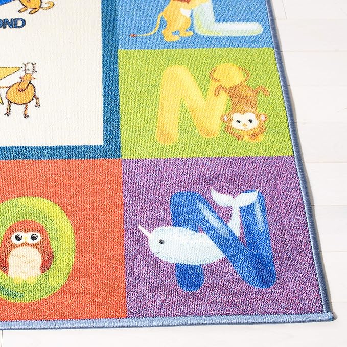 SAFAVIEH Kids Playhouse Collection Accent Rug - 3'3" x 5'3", Beige & Blue, Non-Shedding Machine Washable & Slip Resistant Ideal for High Traffic Areas for Boys & Girls in Playroom (KPH225A)