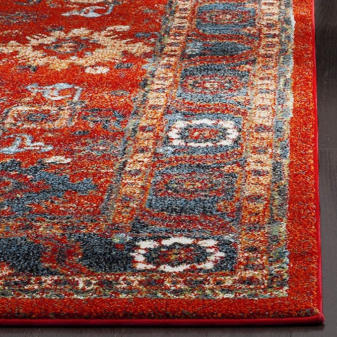 SAFAVIEH Vintage Hamadan Collection Runner Rug - 2'3" x 8', Orange & Blue, Oriental Traditional Persian Design, Non-Shedding & Easy Care, Ideal for High Traffic Areas in Living Room, Bedroom (VTH214C)