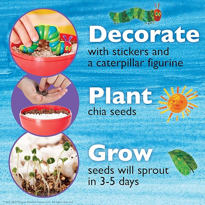 Creativity for Kids The Very Hungry Caterpillar: Ready to Grow Garden [Amazon Exclusive] Science Terrarium Kit Inspired from The World of Eric Carle Books, Gifts for Kids Ages 6-8+