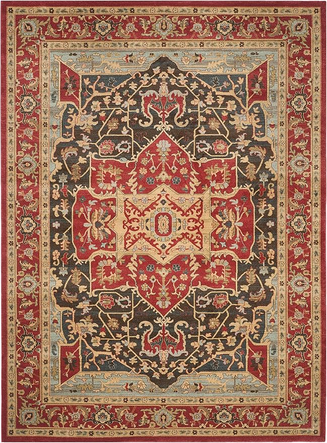 SAFAVIEH Mahal Collection Area Rug - 8' x 11', Red & Red, Traditional Oriental Design, Non-Shedding & Easy Care, Ideal for High Traffic Areas in Living Room, Bedroom (MAH625D)