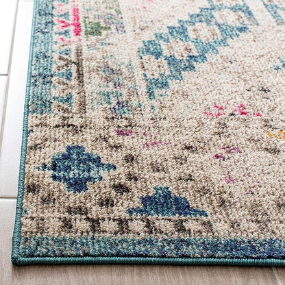 SAFAVIEH Madison Collection Runner Rug - 2'2" x 12', Dark Blue & Yellow, Boho Diamond Distressed Design, Non-Shedding & Easy Care, Ideal for High Traffic Areas in Living Room, Bedroom (MAD418N)