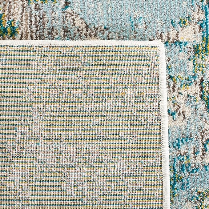 SAFAVIEH Madison Collection Runner Rug - 2' x 8', Green & Blue, Modern Abstract Design, Non-Shedding & Easy Care, Ideal for High Traffic Areas in Living Room, Bedroom (MAD499X)