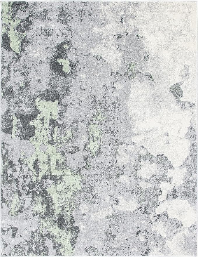 SAFAVIEH Adirondack Collection Area Rug - 6' x 9', Green & Grey, Modern Abstract Design, Non-Shedding & Easy Care, Ideal for High Traffic Areas in Living Room, Bedroom (ADR134F)