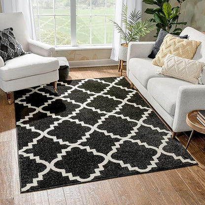 Well Woven Sydney LuLu's Lattice Black Modern Geometric Trellis Area Rug 7'10" x 10'6"