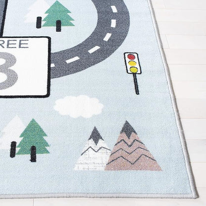 SAFAVIEH Kids Playhouse Collection Accent Rug - 2'2" x 4', Grey & Blue, Non-Shedding Machine Washable & Slip Resistant Ideal for High Traffic Areas for Boys & Girls in Playroom (KPH226F)