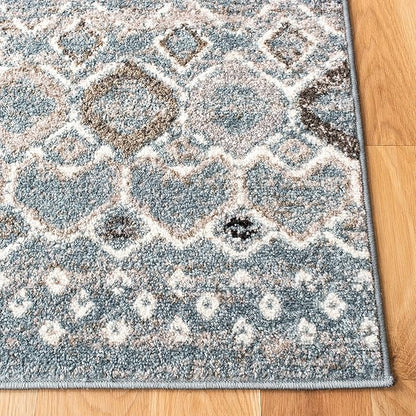 SAFAVIEH Amsterdam Collection Runner Rug - 2'3" x 6', Blue & Ivory, Moroccan Boho Design, Non-Shedding & Easy Care, Ideal for High Traffic Areas in Living Room, Bedroom (AMS108L)