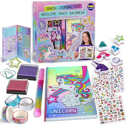 Unicorn Journal Kit for Girls 6-12, FunKidz Scrapbook Set for Teens Diary Kit for Girl Activities Creative Gifts