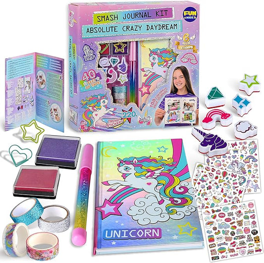 Unicorn Journal Kit for Girls 6-12, FunKidz Scrapbook Set for Teens Diary Kit for Girl Activities Creative Gifts