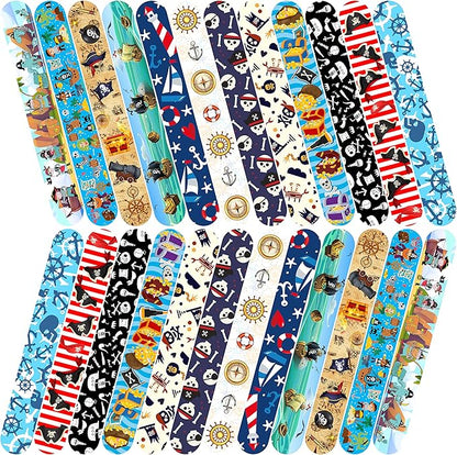 48 Pcs Slap Bracelets for Kids Pirate Party Favors Toys Slap Bracelets Bulk Snap Bracelet for Boys Birthday Party Supplies Classroom Prizes Exchanging Gifts Christmas Easter Halloween Holiday Gifts