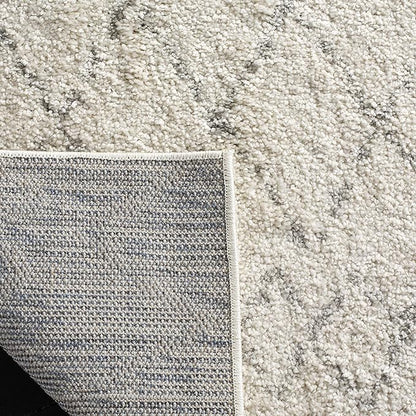 SAFAVIEH Berber Shag Collection Runner Rug - 2' x 10', Cream & Light Grey, Moroccan Design, Non-Shedding & Easy Care, 1.2-inch Thick Ideal for High Traffic Areas in Living Room, Bedroom (BER165C)