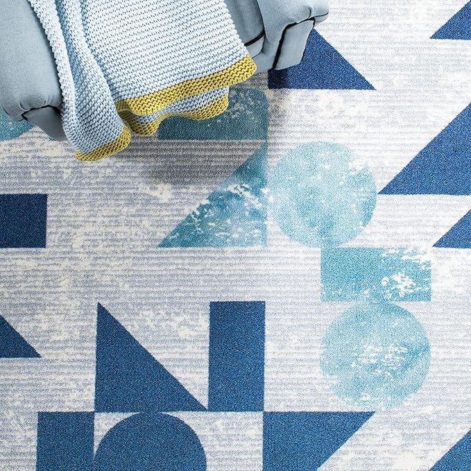 SAFAVIEH Kids Playhouse Collection Accent Rug - 3'3" x 5'3", Grey & Blue, Non-Shedding Machine Washable & Slip Resistant Ideal for High Traffic Areas for Boys & Girls in Playroom, Bedroom (KPH222F)