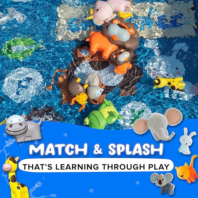 SplashEZ Bath Toys for Kids Ages 4-8, Kids Bath Toys for Boys, Mold Free Animals XL Bathtub Water Set for Children, Soft Durable, No Mold for Water Tub & Pool, Ages 0-1-3-4-5-6-8