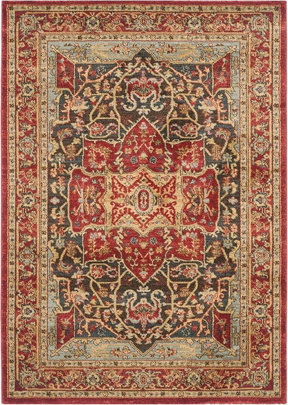 SAFAVIEH Mahal Collection Accent Rug - 4' x 5'7", Red & Red, Traditional Oriental Design, Non-Shedding & Easy Care, Ideal for High Traffic Areas in Entryway, Living Room, Bedroom (MAH625D)
