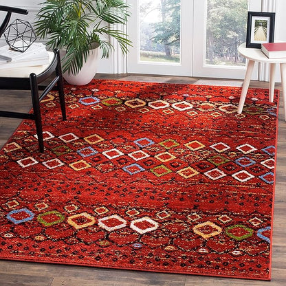 SAFAVIEH Amsterdam Collection Accent Rug - 3' x 5', Terracotta & Multi, Moroccan Boho Design, Non-Shedding & Easy Care, Ideal for High Traffic Areas in Entryway, Living Room, Bedroom (AMS108D)